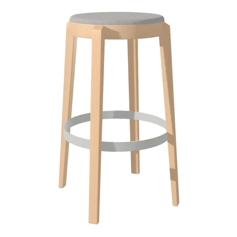 beech frame upholstered bar stool with stainless steel ring easy return