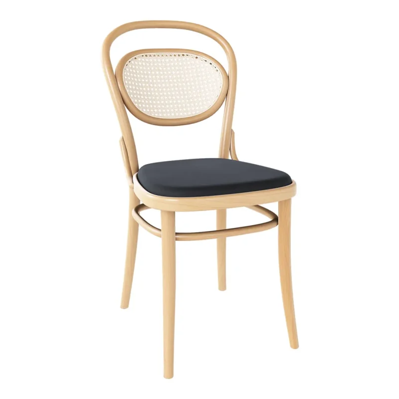 cane back upholstered chair with beech frame