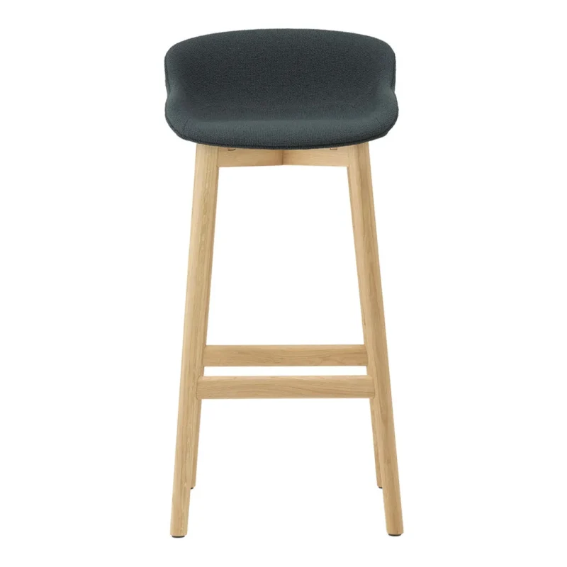 full upholstery hyg bar stool with wood base