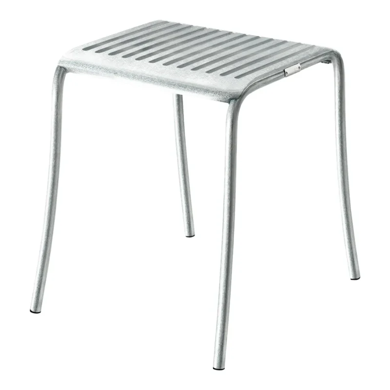 galvanized slatted outdoor patio stool