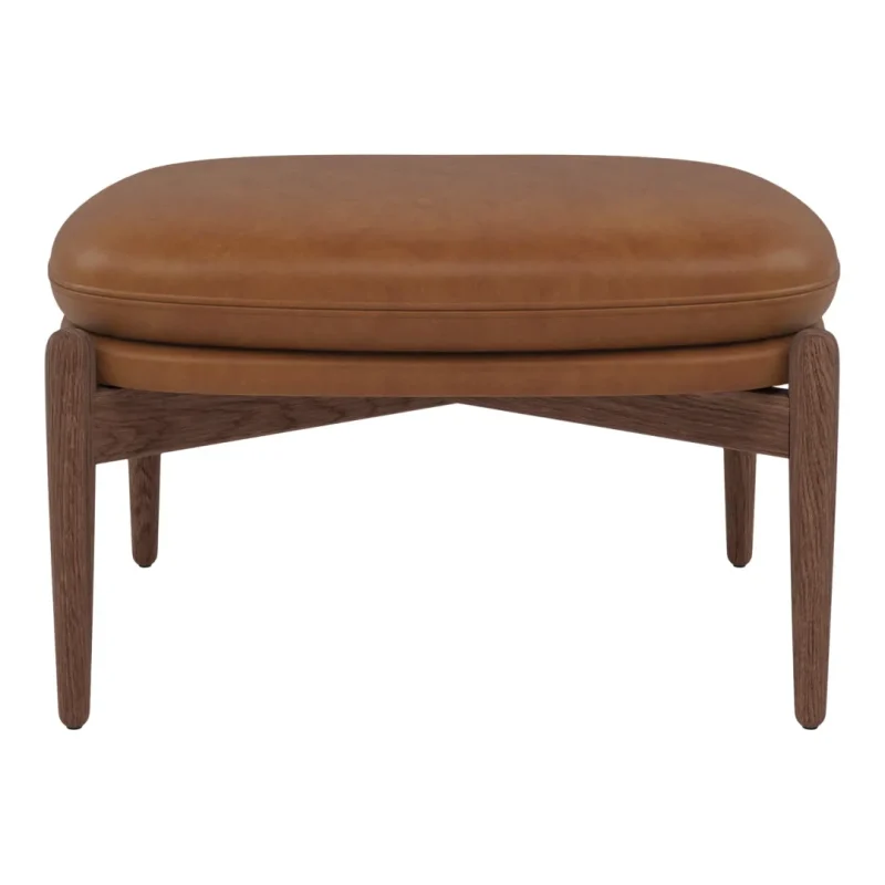 oak ottoman with stained base stylish accent piece