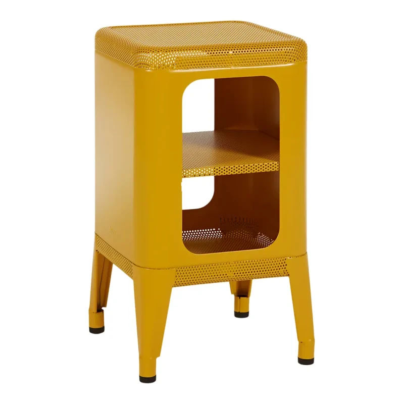 perforated stool side table shelf space saving storage solution