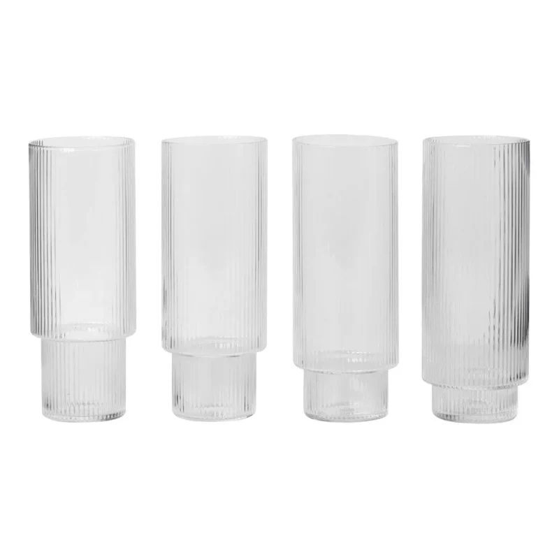 set of 4 ripple long drink glasses