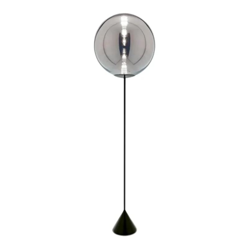 slim led floor lamp with globe cone shade